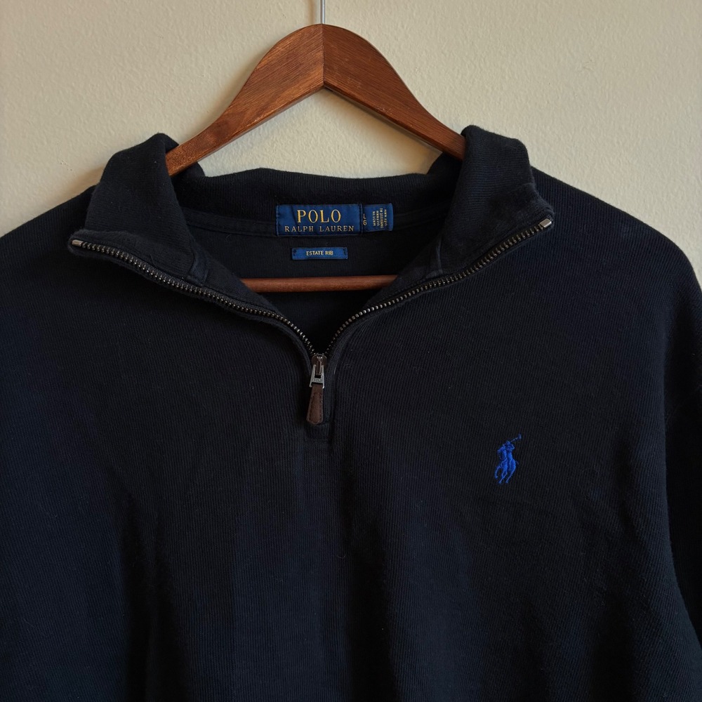Polo Ralph Lauren Menswear Estate Rib 1/4 Quarter Zip 100% Cotton Pullover